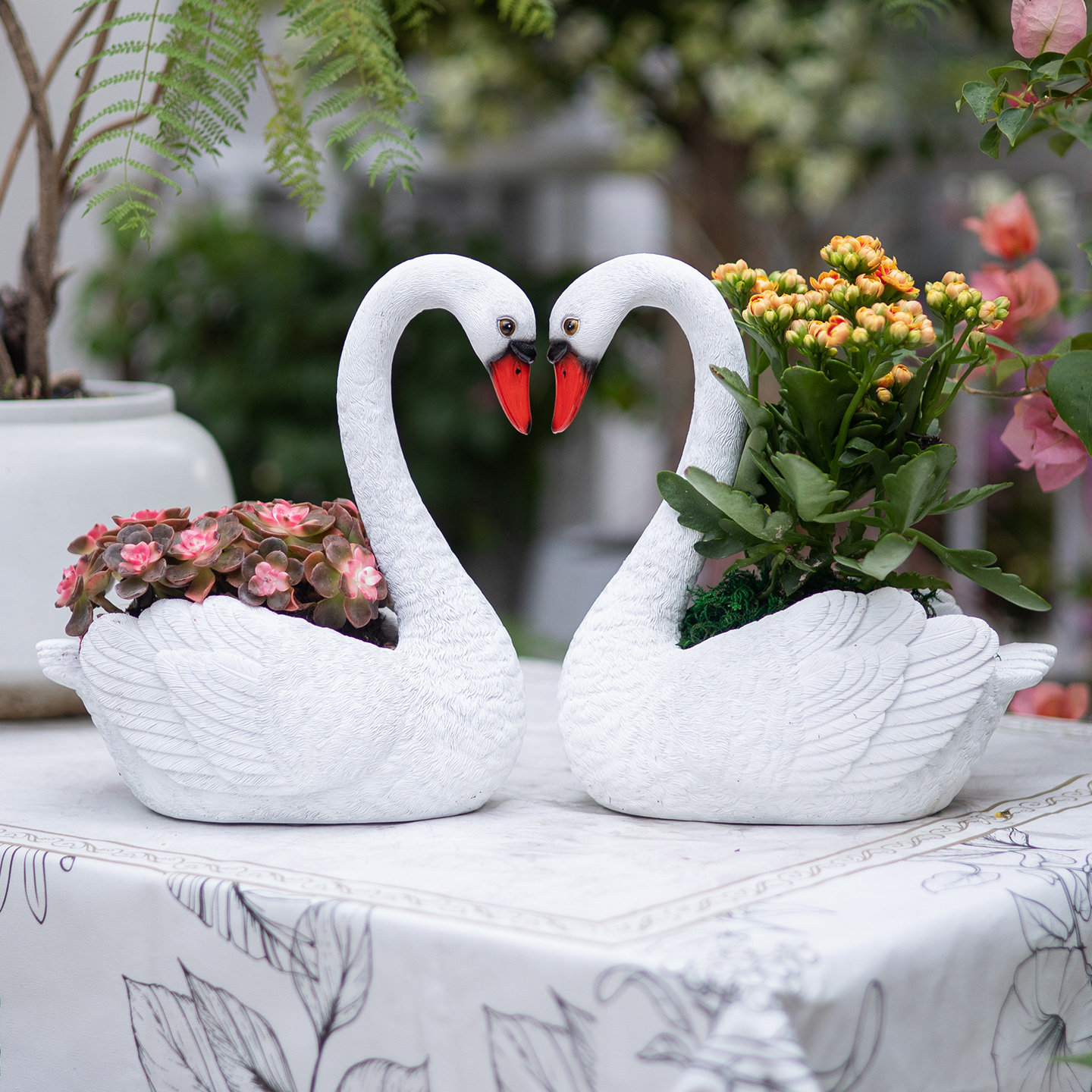 仿真天鹅造型花盆创意个性多肉盆栽阳台庭院花园室外景观装饰摆件