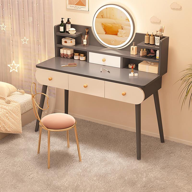 梳妆台卧室现代简约家用小户型化妆台北欧书桌储物柜一体化妆桌子