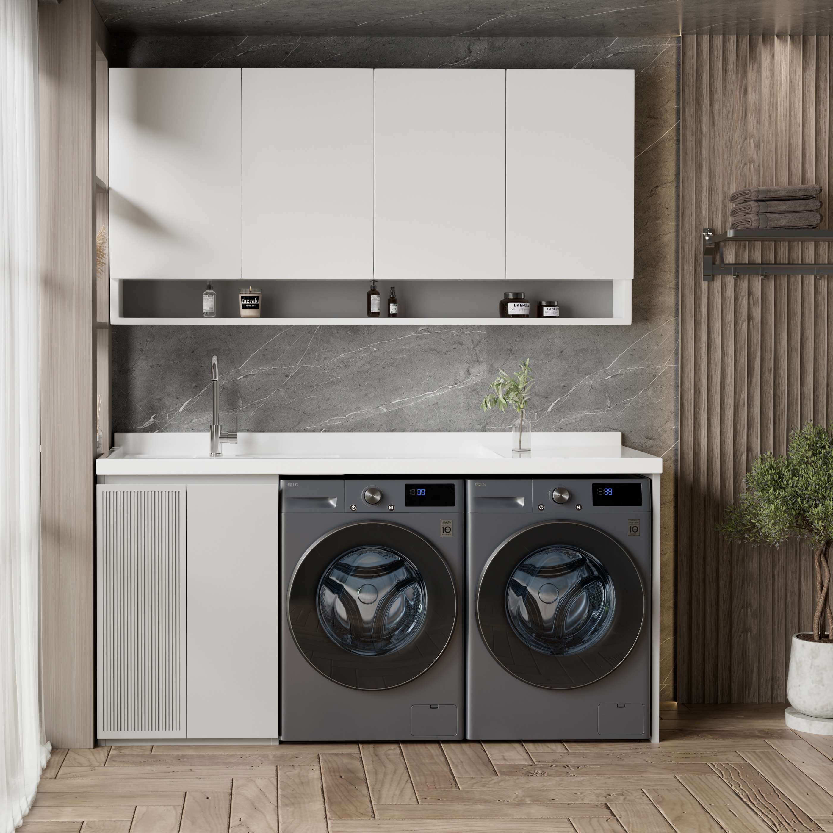 全304洗衣机一体柜定制阳台