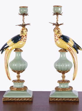 欧式风烛台样板房浪漫陶瓷装饰品