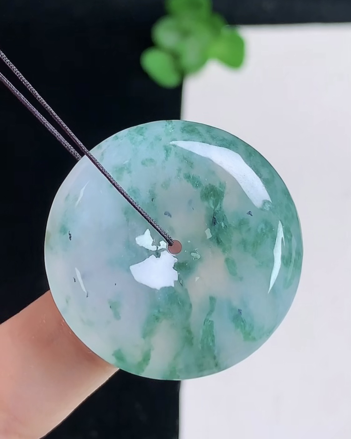 天然A货翡翠 缅甸正品玉坠 冰种飘花平安扣吊坠