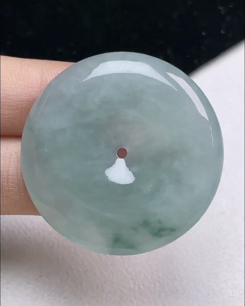 天然A货翡翠 缅甸正品玉坠  冰润飘花平安扣吊坠