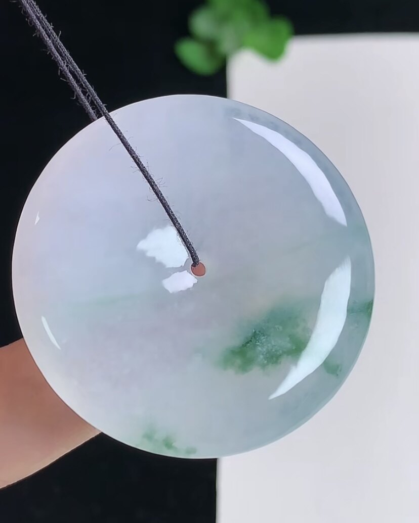天然A货翡翠 缅甸正品玉坠  冰润飘花平安扣吊坠