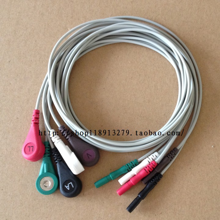 通用款DIN式五导联线 动态心电导联线扣式HOLTER监护仪维修配件