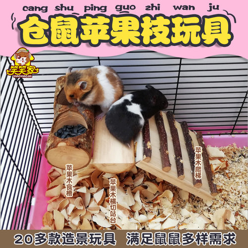 仓鼠造景玩具苹果木食槽三件