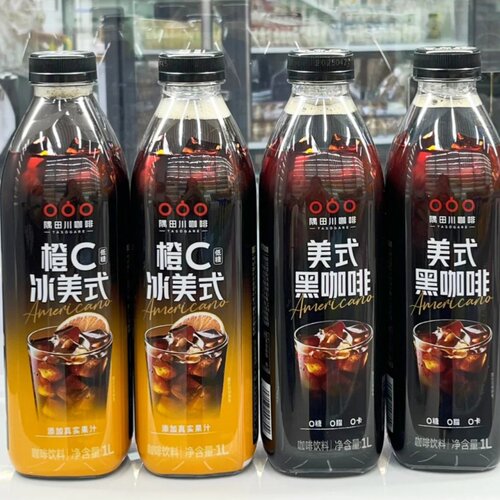 隅田川美式风味便携橙C茉莉口味黑咖啡500毫升1L瓶装饮0脂肪饮料