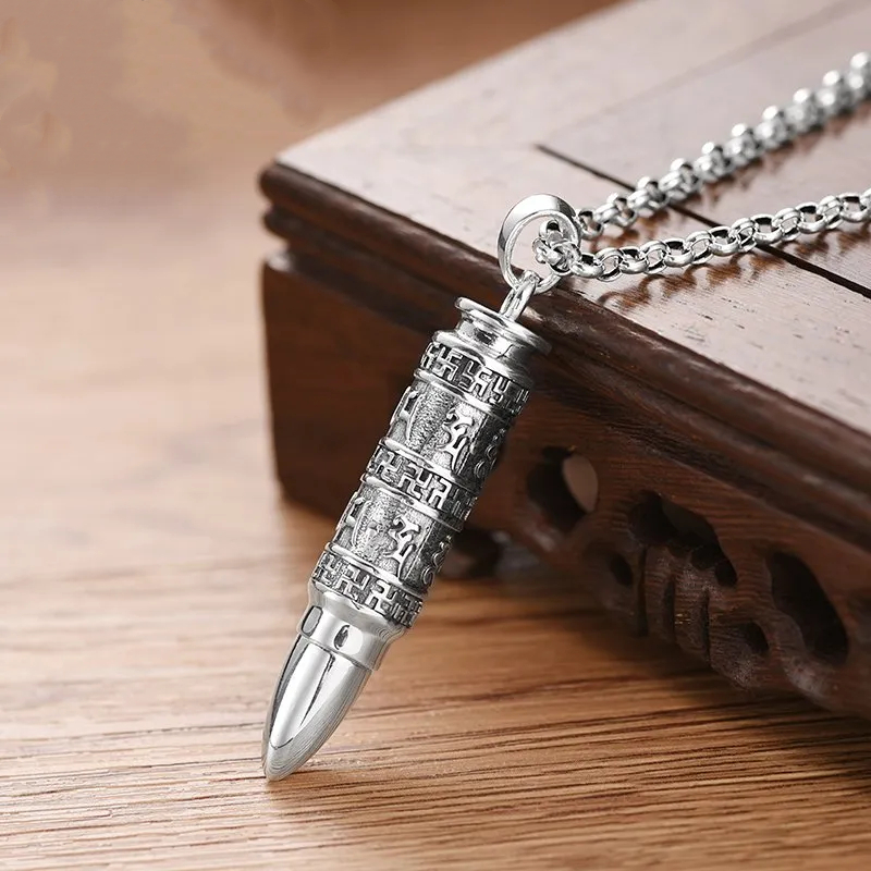 男女纯银子弹头可打开吊坠