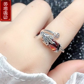 复古貔貅戒指S925纯银可调节食指环尾戒女士款 小众设计 ins潮个性