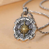 钛钢船锚平安麻花链原创设计男女款 小众罗盘双面个性 复古项链吊坠