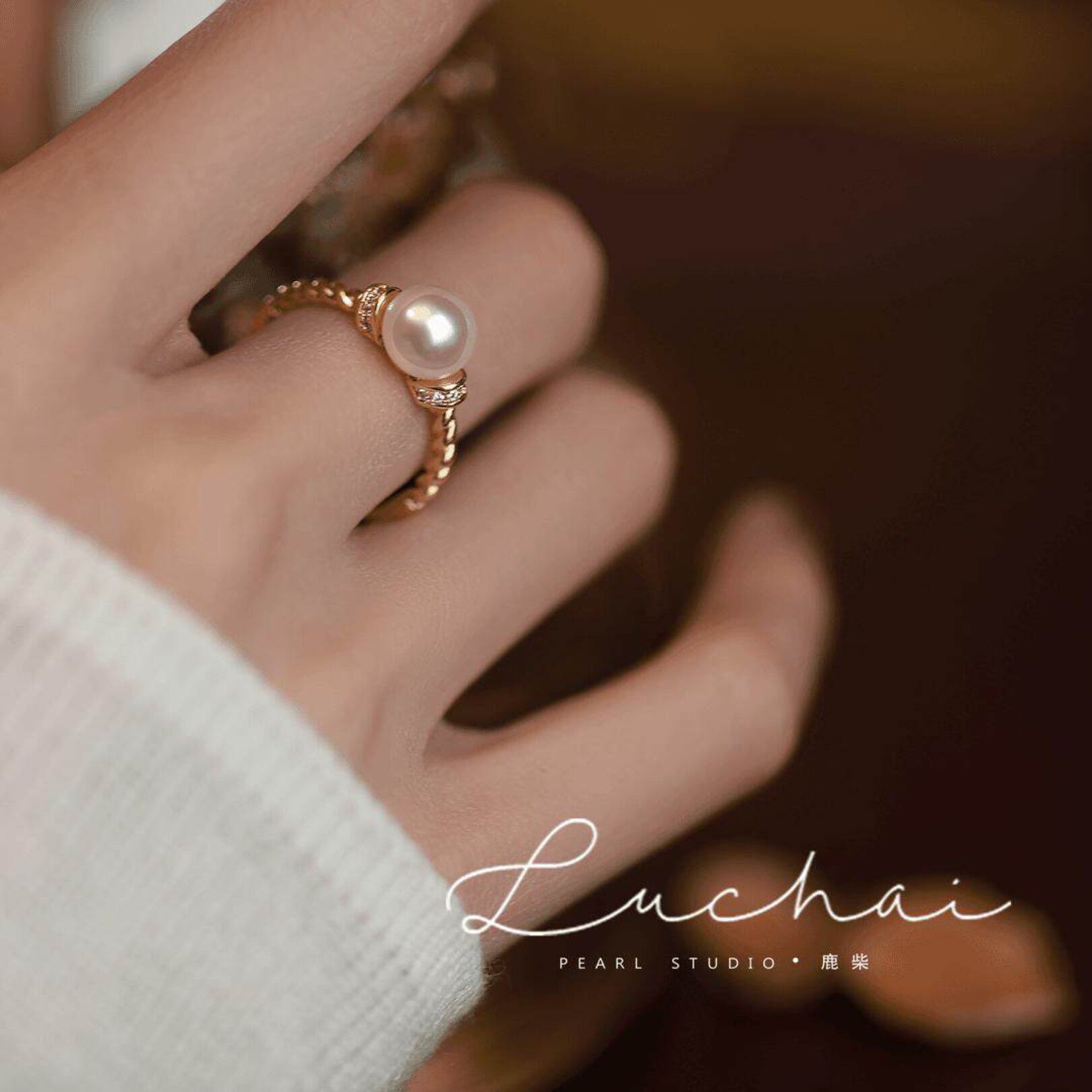 S925纯银珍珠戒指女轻奢小众百搭复古气质转运珠高级感ins潮新款