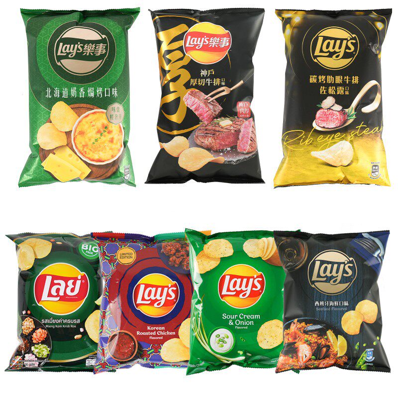 【进口薯片】乐事北海道奶香焗烤口味海鲜味炖牛肉烤鸡味休闲零食