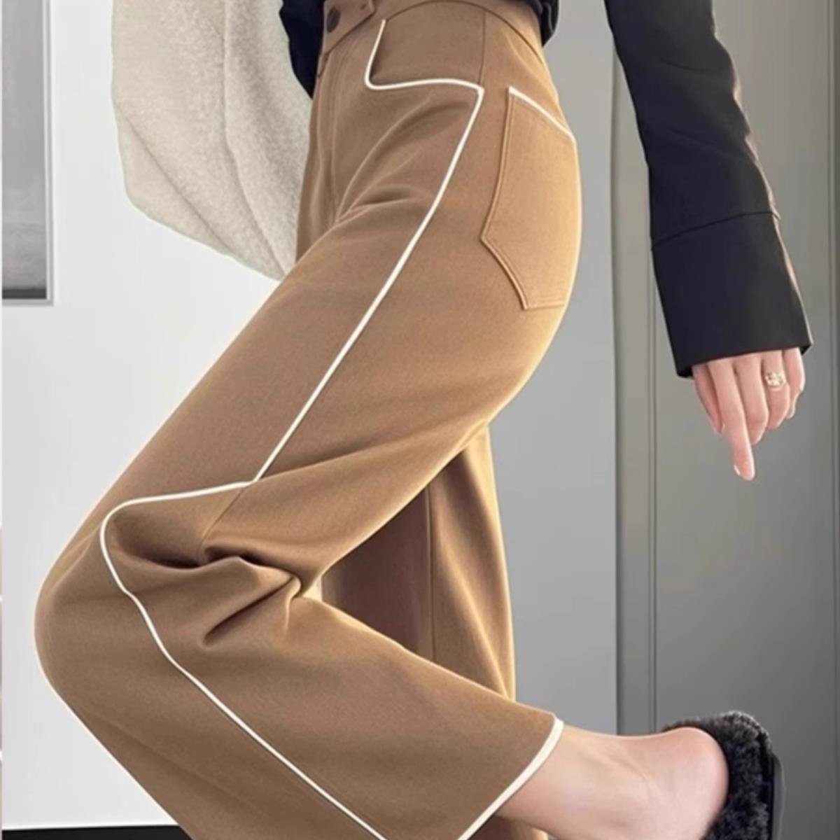 今年流行百搭高腰显瘦直筒裤女2025年春季新款宽松休闲阔腿长裤子