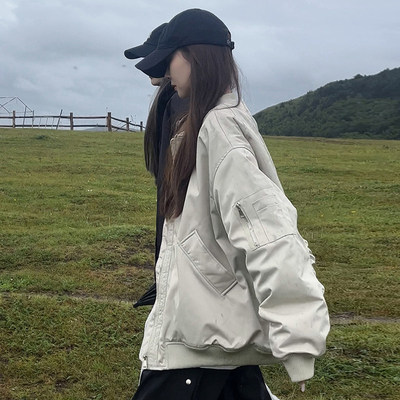 美式棒球服铺棉外套女春
