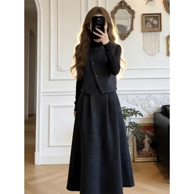 巨好看灰色连衣裙子女早