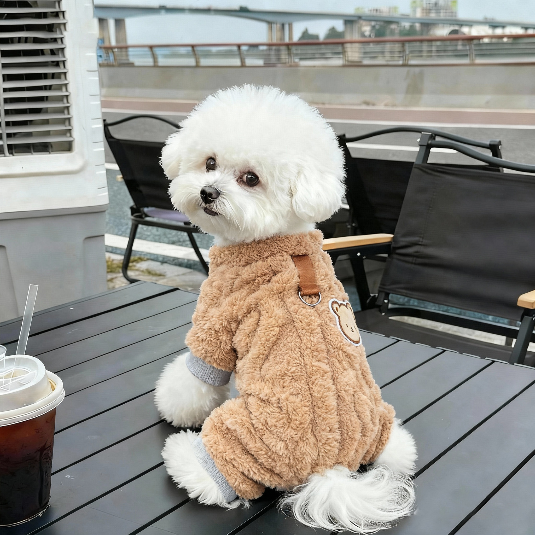 狗狗衣服麻花小熊四脚衣秋冬加绒保暖泰迪比熊博美冬天过冬抗寒衣