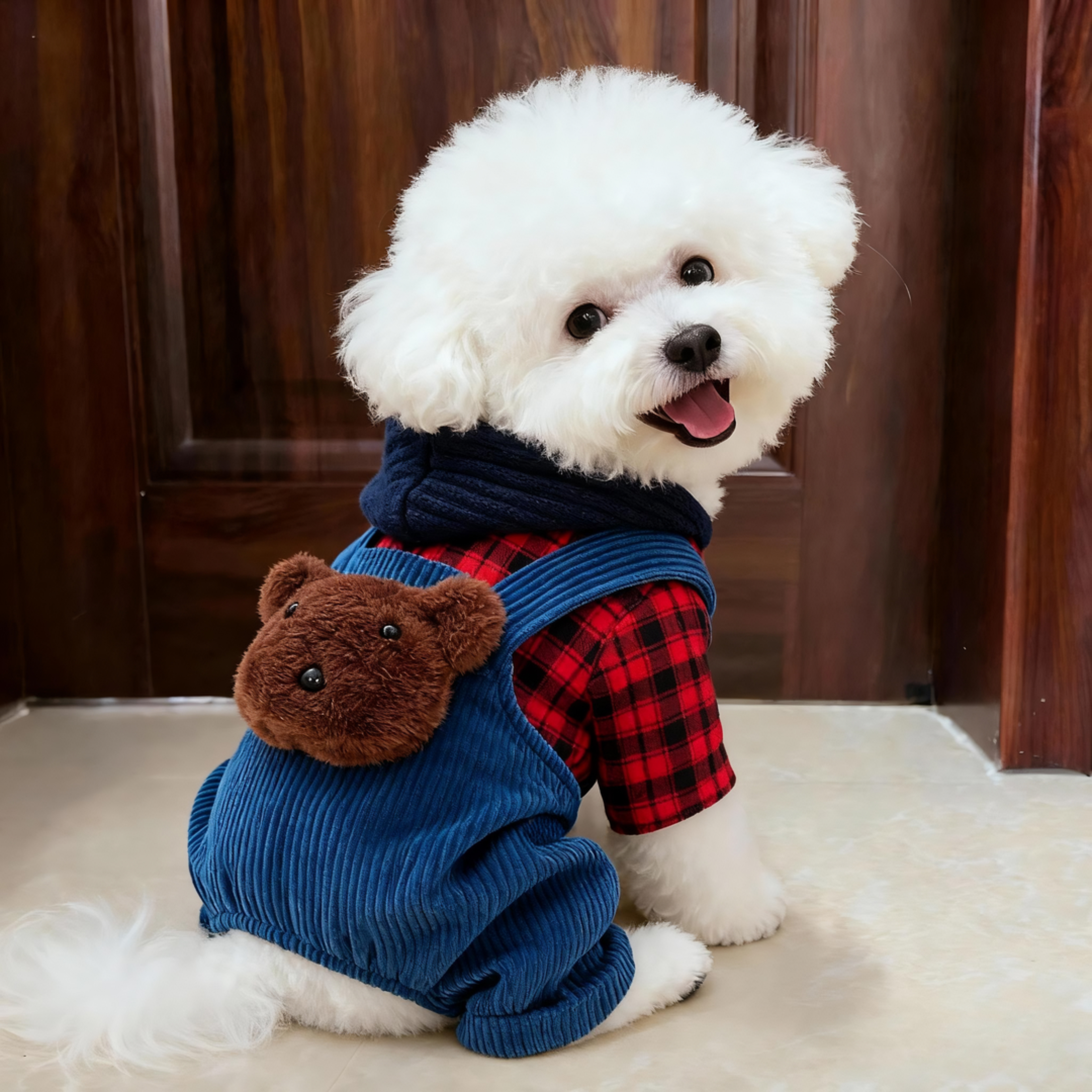 狗狗衣服秋冬可爱背带四脚衣保暖