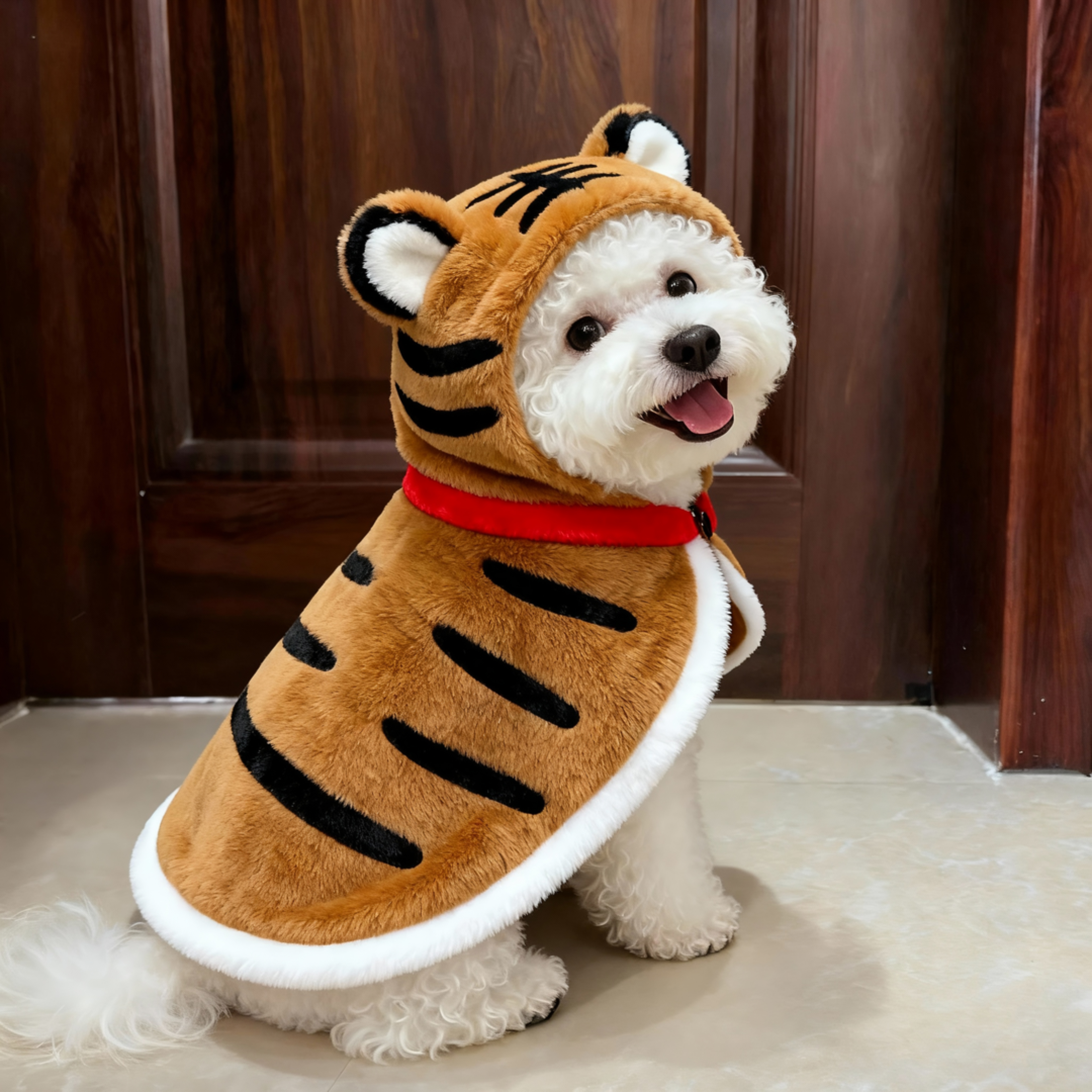 狗狗衣服秋冬老虎披风小型犬毛绒