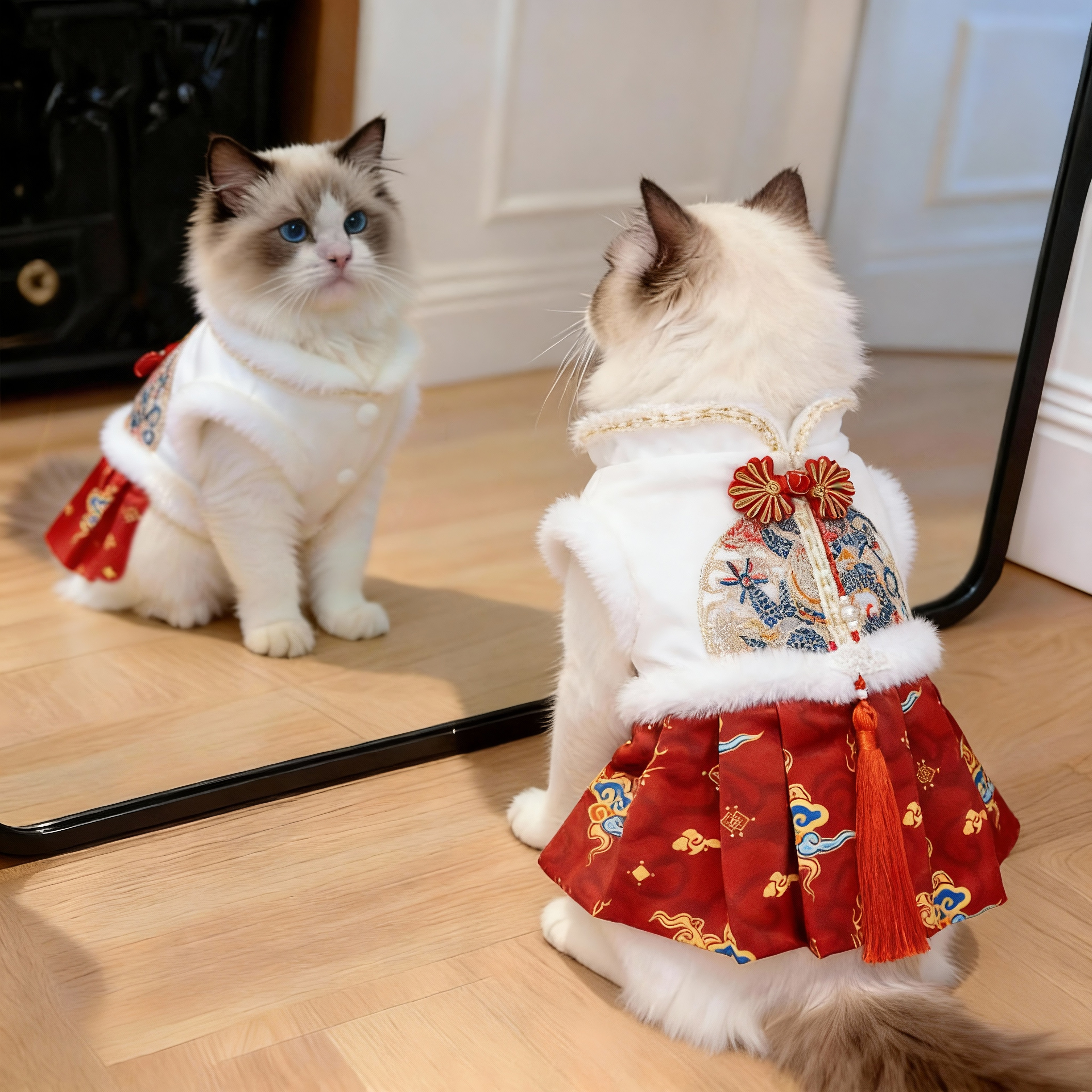 猫咪衣服冬季加绒马面裙新年喜庆中国风保暖加厚唐装小型犬新中式,宠物/宠物食品及用品,猫宠物服装/雨衣（新）,淘宝优惠券,粉丝福利购,淘宝优惠卷