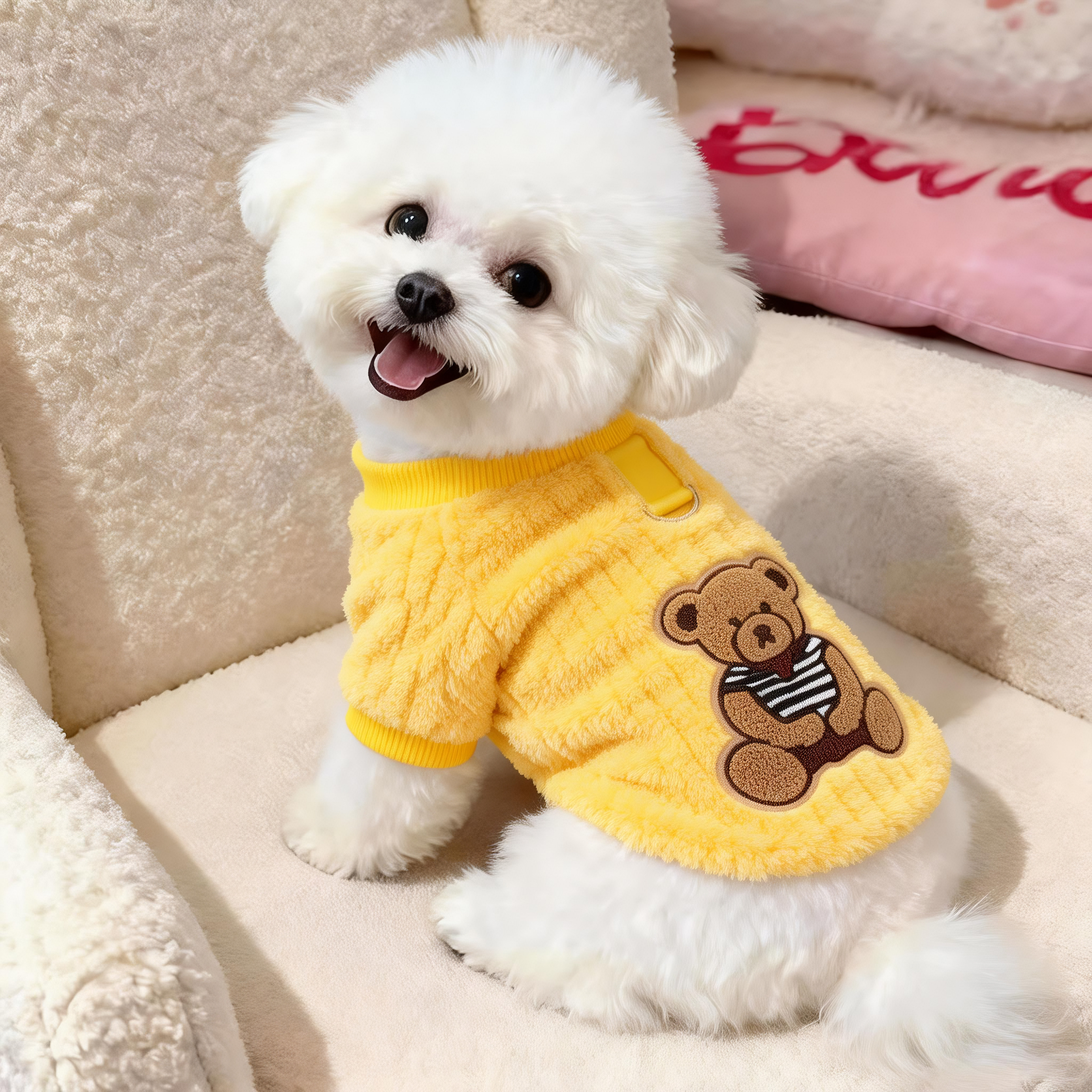 狗狗衣服秋冬加绒保暖小熊卫衣
