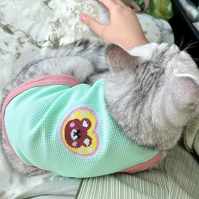 猫咪衣服薄款华夫格背心夏季