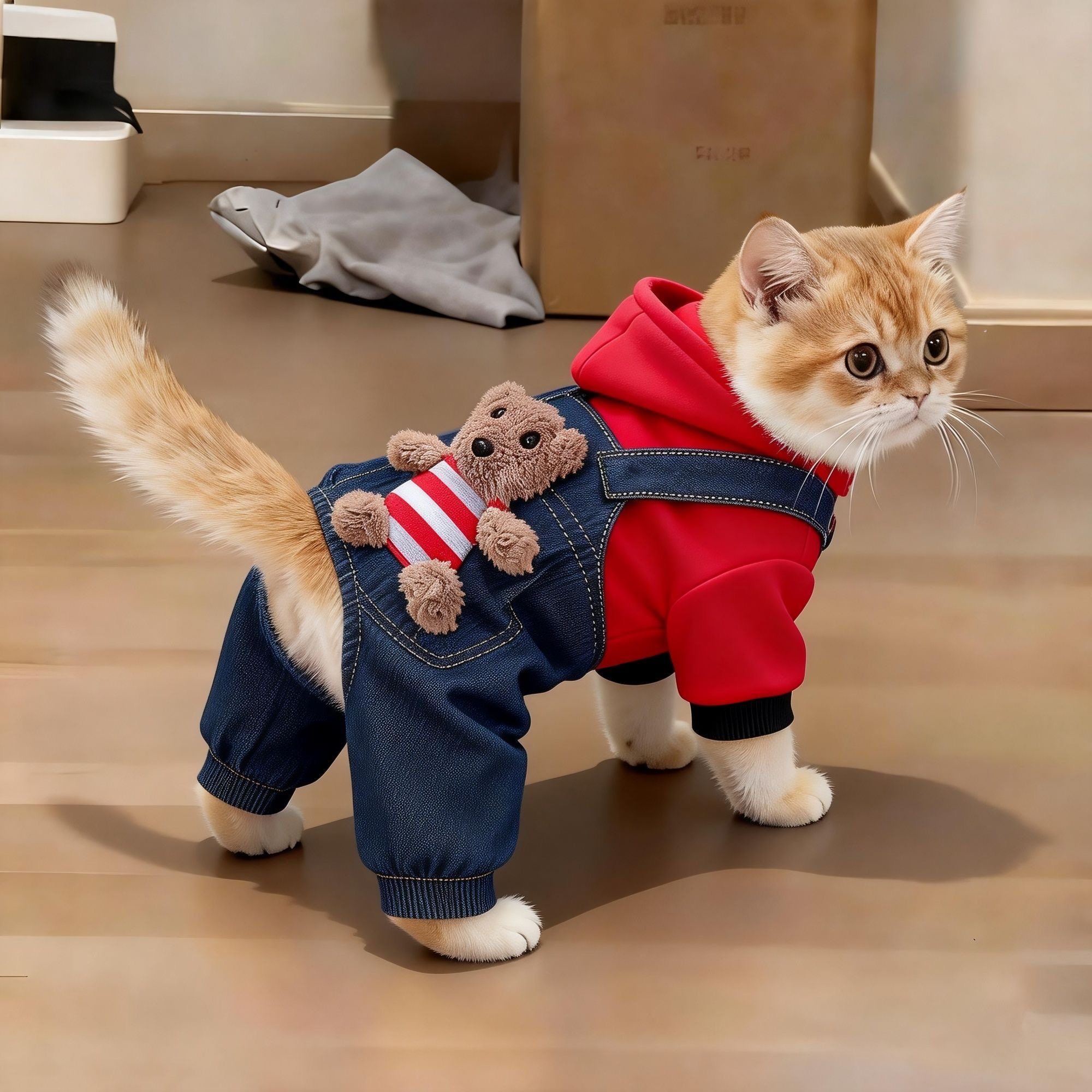 猫咪衣服秋冬加厚保暖小熊棉衣布偶英短暹罗小型犬宠物狗狗四脚衣,宠物/宠物食品及用品,猫宠物服装/雨衣（新）,淘宝优惠券,粉丝福利购,淘宝优惠卷