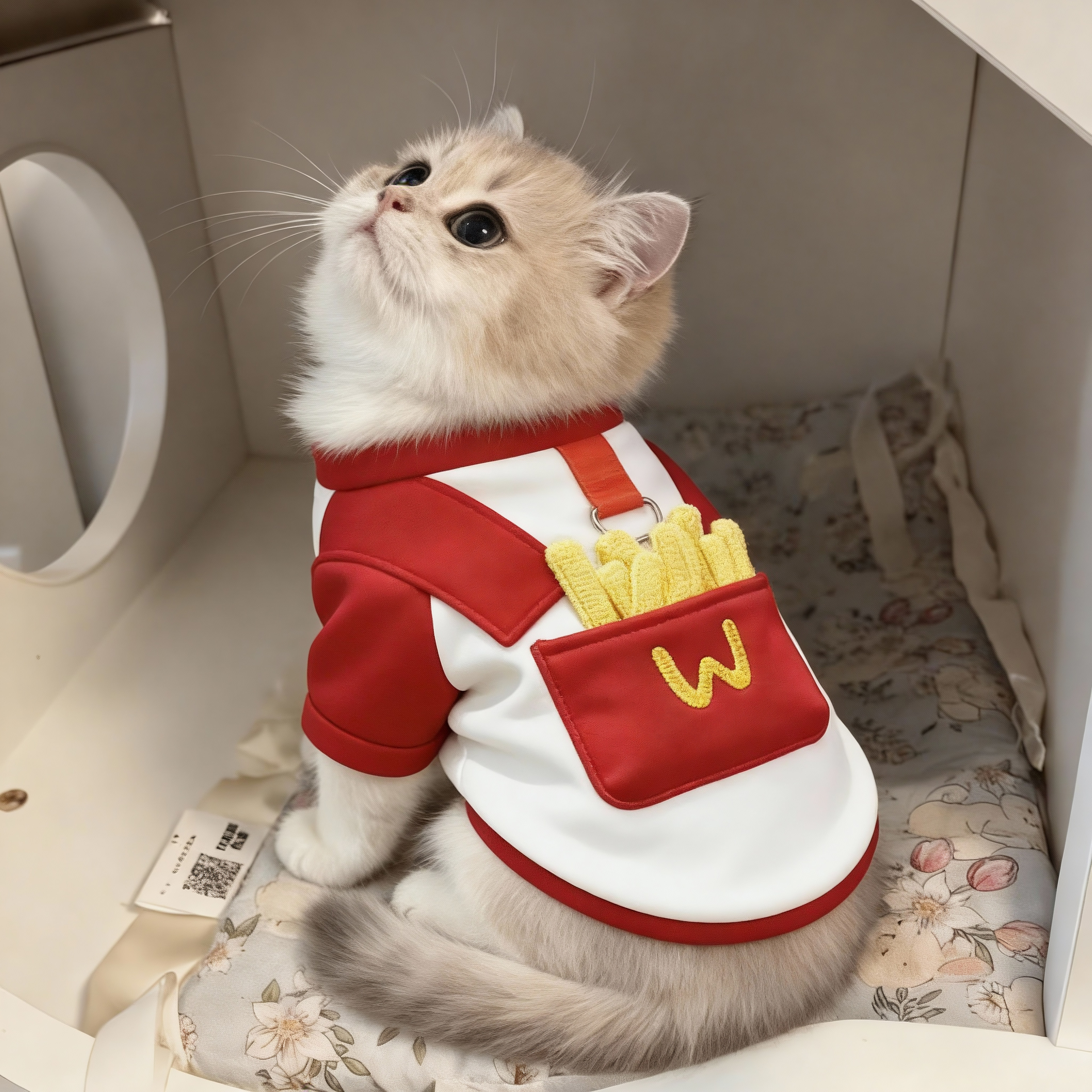 小猫咪衣服秋冬保暖薯条卫衣加绒防掉毛布偶英短金渐层可爱牵引衣,宠物/宠物食品及用品,猫宠物服装/雨衣（新）,淘宝优惠券,粉丝福利购,淘宝优惠卷