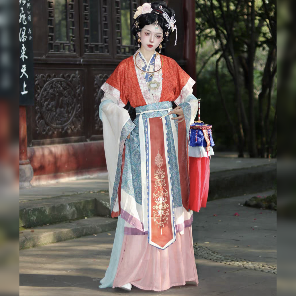 原创汉服女【神仙图】魏晋风复原款交领齐腰仕女图神仙服套装春季