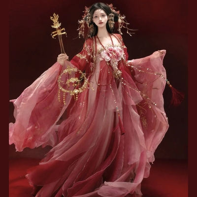 原创汉服女【涂七七-拒霜芙蓉3.0】十二花神唐制重工刺绣齐胸套装