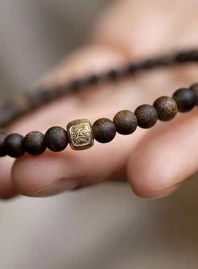 沉水越南白奇楠沉香手串男女款寺庙同款扎吉拉姆财运文玩佛珠