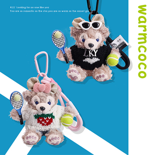 可爱莉玫熊网球羽毛球包包装饰钥匙扣挂件奖品创意礼物定制名字
