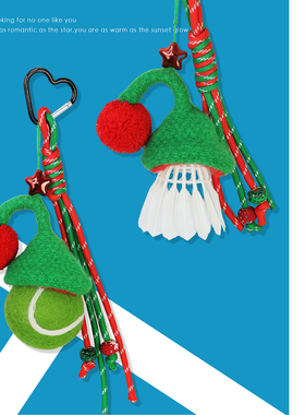 原创可爱圣诞氛围感网球羽毛球包包挂件送礼物运动创意奖品挂饰