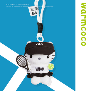 Hellokitty黑白网球帽kt猫毛绒可爱公仔玩偶包包装饰挂件奖品礼物