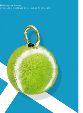 「warmcoco」毛绒绒獭兔毛可爱小网球钥匙扣挂件包包挂饰礼物奖品