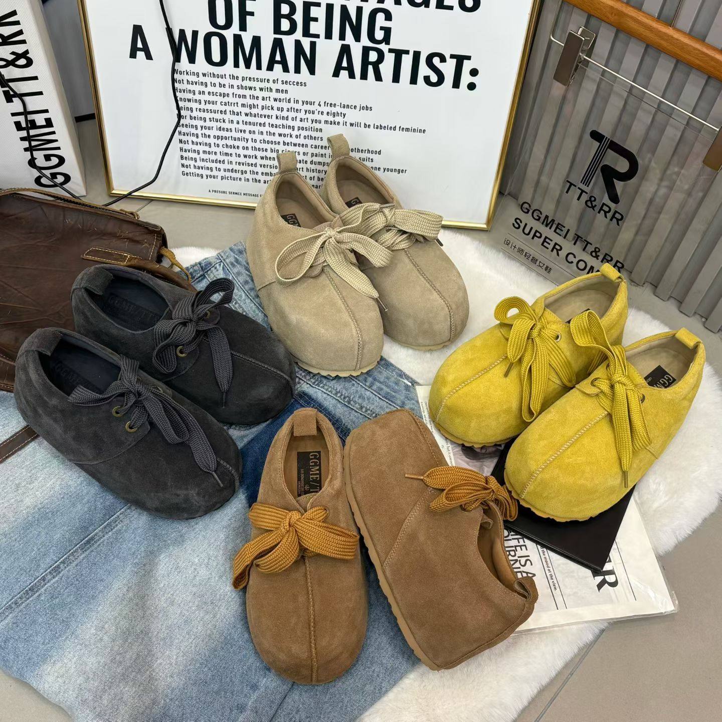 且朴2026年春季新款复古圆头平底舒适软面单鞋通勤时尚休闲女鞋,女鞋,浅口单鞋,淘宝优惠券,粉丝福利购,淘宝优惠卷