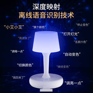 七彩氛围灯卧室情调语音台灯声控灯插座小台灯一体家用床头小夜灯