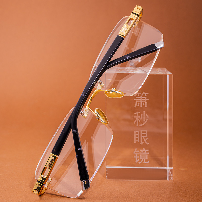 正品眼镜高档天然水晶石头镜切边透明镜片商务款护目镜养眼明目