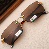 天然水晶太阳镜男士 石头墨镜无框切边开车近视定制眼镜 东海正品