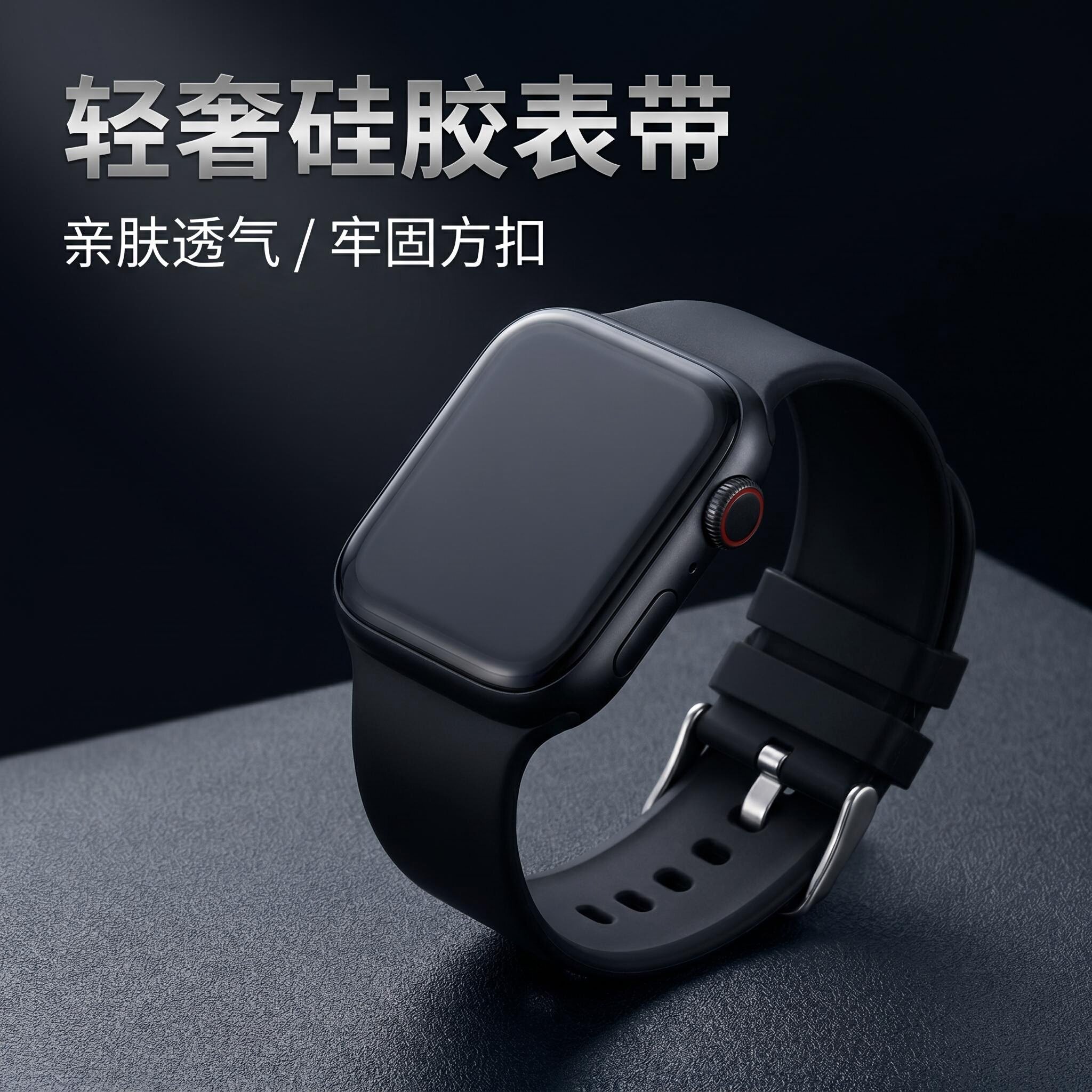 35MM方扣硅胶表带苹果替换表带图片