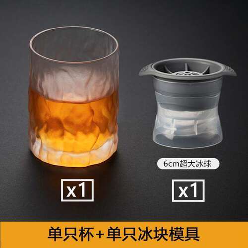 -Puts the hand made Japanese hammer glasses of whiskey glass