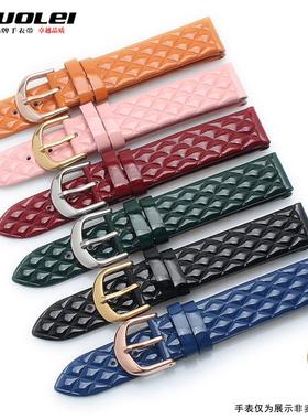 适配芙丽芙丽follifollie表带真皮红色凌格WF1B005SPX手表带1416