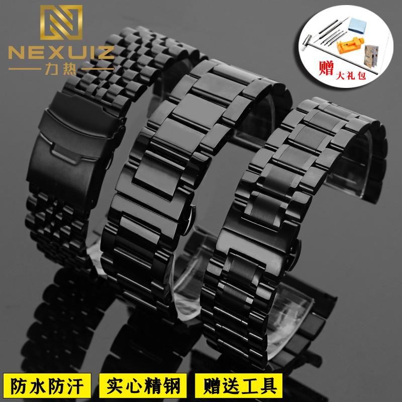 适配卡罗莱阿玛尼黑武m士AR60025AR11201黑色钢带表链表带通用款