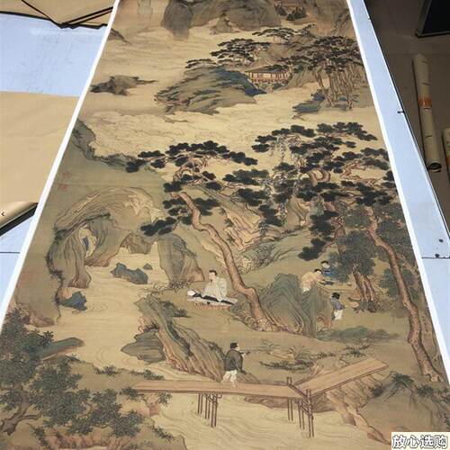 1:1明仇英玉d洞仙源图山水画长卷国画微喷古代名画复制品装饰画