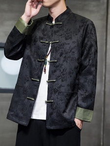 新中式唐装男中国风秋冬季长袖夹克复古盘扣汉服宽松大码男士外套