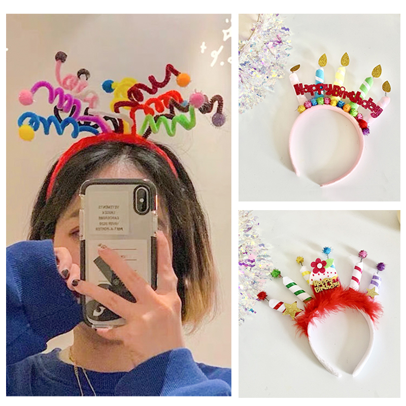 彩色弹簧小球生日发箍卖萌头箍