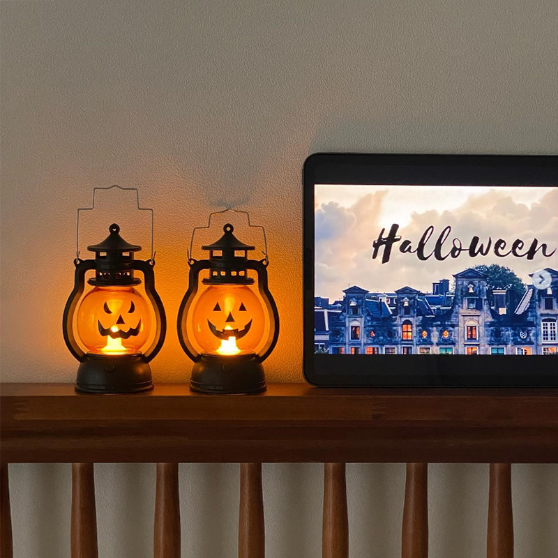 PanParty万圣节油灯手提南瓜灯骷髅头装饰小马灯酒吧派对气氛道具
