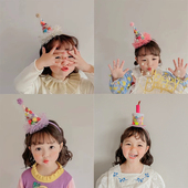 PanParty ins毛球生日帽男女孩发箍头饰儿童宝宝布置拍照网红道具