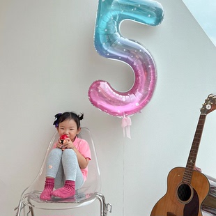 PanParty/ins新款果冻星空数字铝膜气球宝宝儿童生日派对装饰
