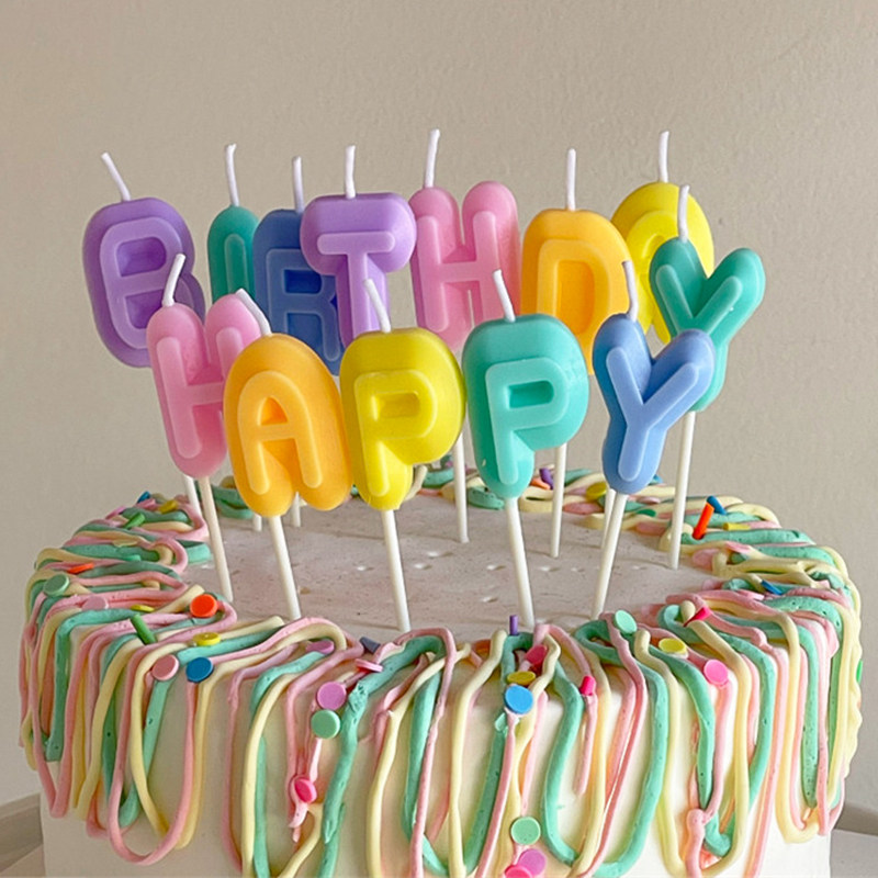 PanParty韩国ins彩色字母生日蜡烛糖果马卡龙色可爱蛋糕装饰甜品