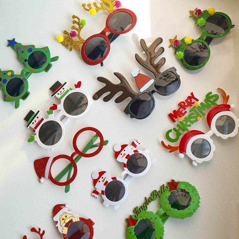 PanParty圣诞节新年雪人麋鹿圣诞树雪花眼镜头饰场景布置拍照道具