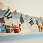 PanParty 森系圣诞节新年松树拉旗学校幼儿园活动布置拍摄道具